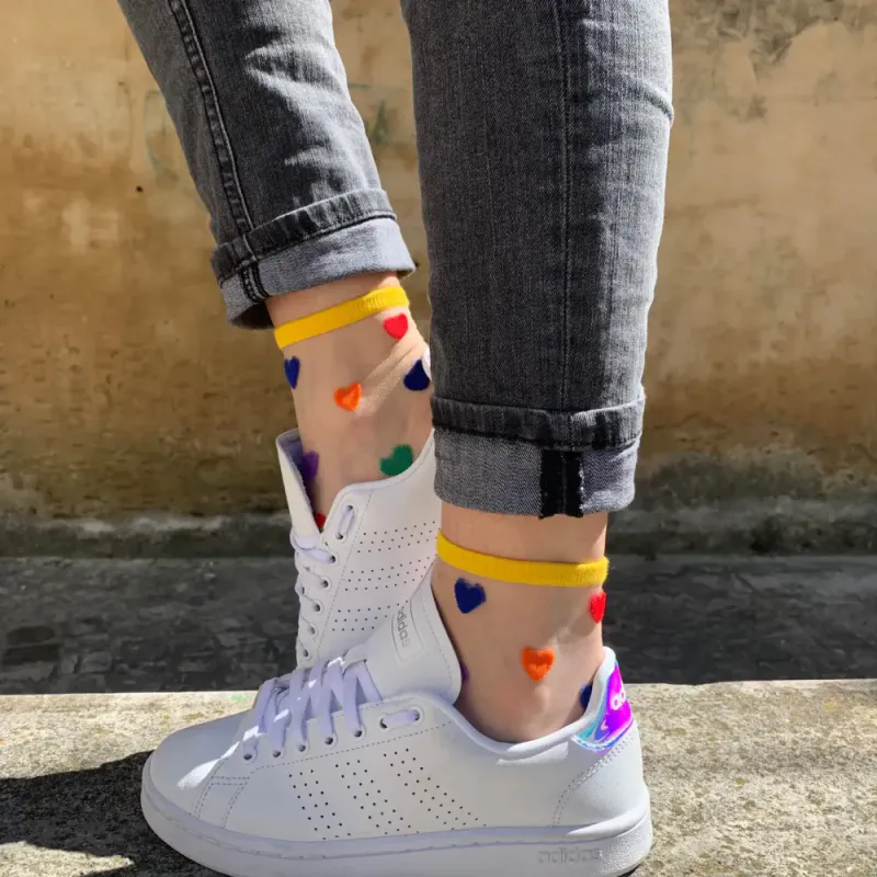 Strømper - Multicolored Heart
