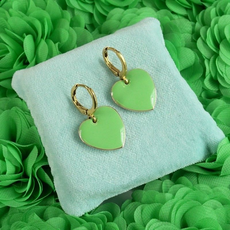 Hearts Øredobber - Matcha green