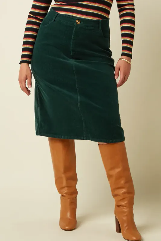 Prisca Corduroy Skjørt - Pine Green